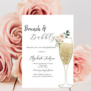 Invitation Verre de champagne Fleur blanche Brunch & Bubbly