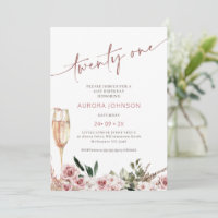 Verre de Champagne Floral Blush 21e anniversaire