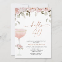Verre de Champagne Floral Blush Bonjour 40 Anniver