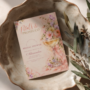 Invitation Verre de Fête de Mariage Petals & Prosecco avec Fl