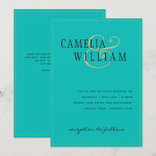 Invitation Verre de mer classique Turquoise Vert Mariage or
