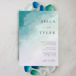 Invitation Verre de mer côtier Lavande Turquoise Mariage élég