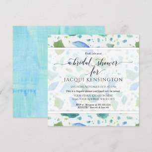 Invitation Verre de plage Fête des mariées moderne Terrazzo R