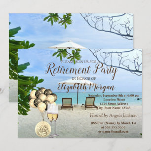 Invitation Verre de vin d'or, Ballons, Parti de retraite de p