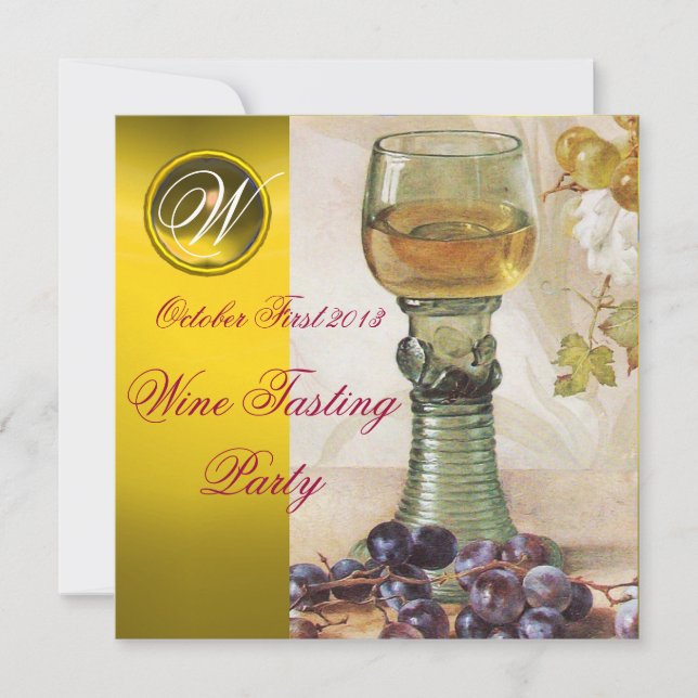 INVITATION VERRE DE VIN, VIEILLE VIGNE À PARTY MONOGRAMME (Devant)