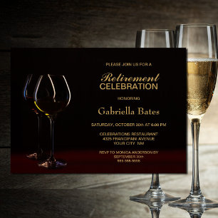 Invitation Verre moderne Black Gold Retraite Party