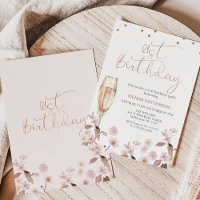 Verre rose Fleur sauvage 21e anniversaire Invitati