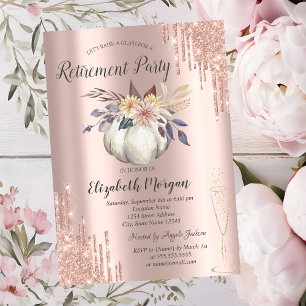 Invitation Verre Rose Gold Paillettes Gouttes Citrouille Retr