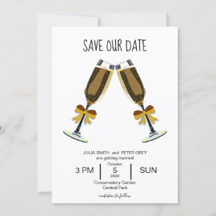 Invitation Verres à champagne Sauvegarder notre date invitati