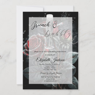 Invitation Verres de champagne avec gouttes de roses pour la 