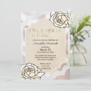 Invitation Verres de laque de Fairytale Roses blanches