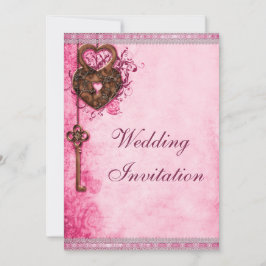 Invitation Verrouillage du coeur et Mariage rose