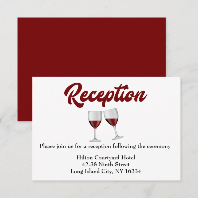 Invitation Verrres  mariage Rouge Bourgogne pour la réception (Devant / Derrière)
