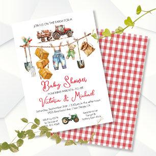 Invitation Vers le bas sur le Baby shower des couples agricol