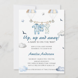 Invitation Vers le haut et vers l'avant   baby shower de ball