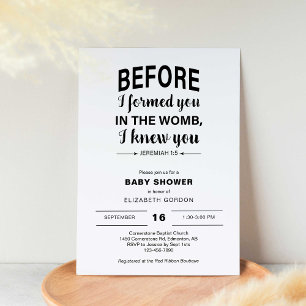 Invitation Verset de la Bible Baby shower Avant que je ne vou