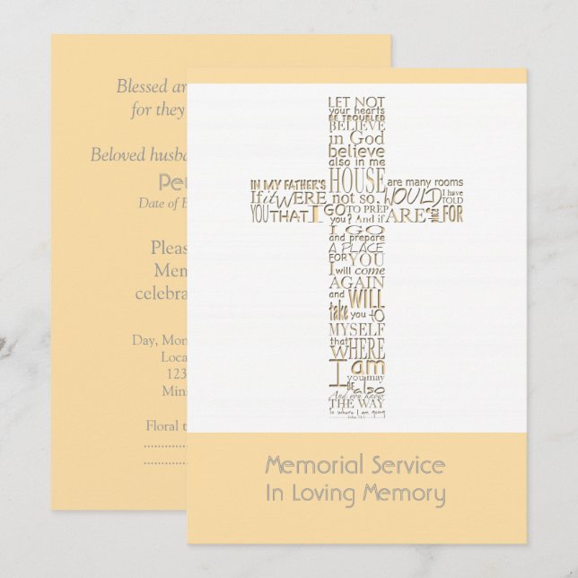 Invitation Versets bibliques de Jean 14 Service commémoratif  (Devant / Derrière)