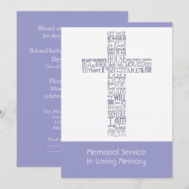 Invitation Versets bibliques de Jean 14 Service commémoratif  (Devant / Derrière)