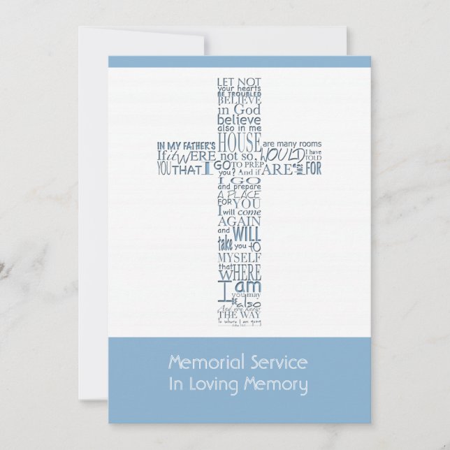 Invitation Versets bibliques du service commémoratif John 14  (Devant)