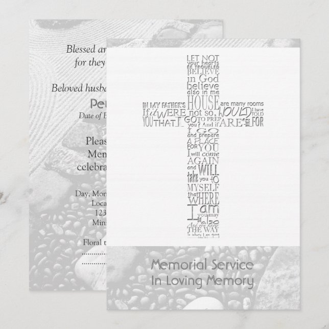 Invitation Versets de la Bible John 14 Service commémoratif 3 (Devant / Derrière)