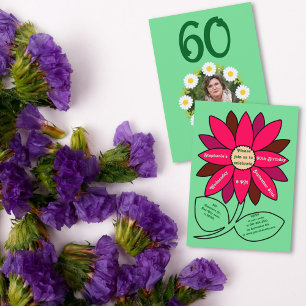 Invitation Vert 60e anniversaire Simple Tournesol rouge