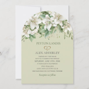 Invitation Vert Aquarelle Feuille Blanc Floral Or Mariage