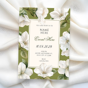 Invitation Vert blanc Floral élégant