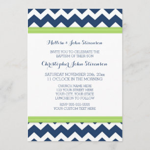 Invitation vert-bleu de baptême de Chevron
