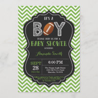 Vert Chevron de garçon d'invitation de baby shower