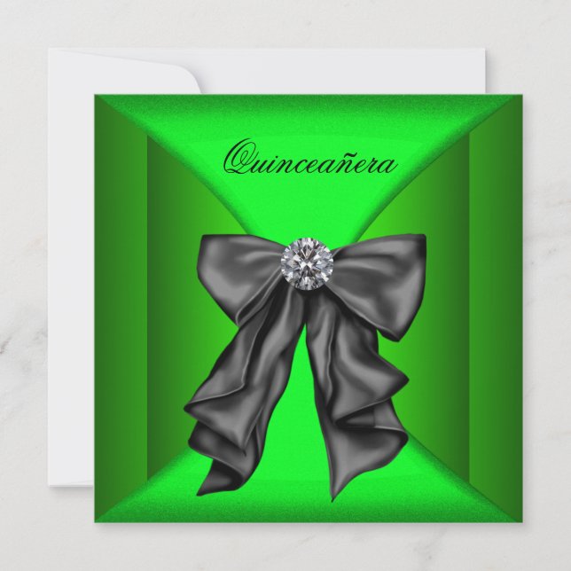 Invitation Vert citron noir Qiunceanera (Devant)