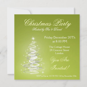 Invitation Vert citron vert d'invitation de fête avec arbre d