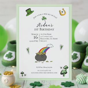 Invitation Vert de la Saint-Patrick Arc-en-ciel 1er Anniversa