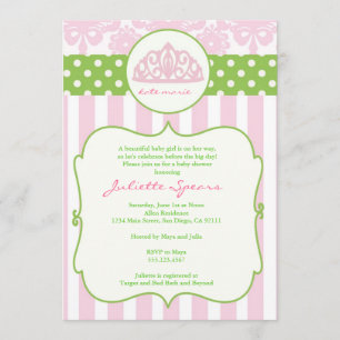 Invitation Vert de rose d'invitations de baby shower de