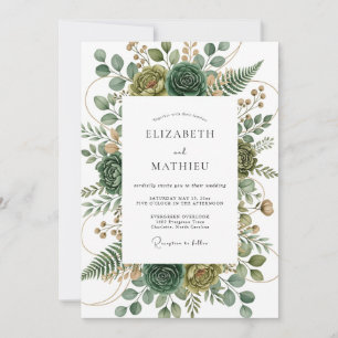Invitation Vert de sauge luxuriant mariage prospère
