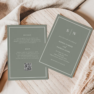 Invitation Vert de taille minimale et chic   Tout en un Maria
