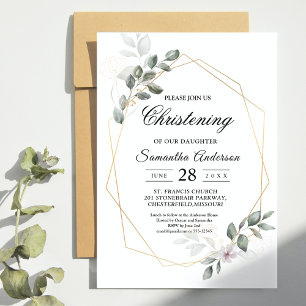 Invitation Vert doux aquarelle cadre feuille & fleur