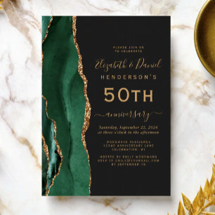 Invitation Vert émeraude Agate Or Noir 50e Anniversaire