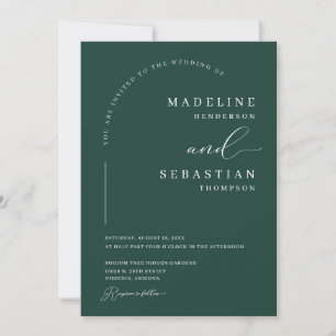 Invitation Vert émeraude luxuriant moderne photo mariage arch