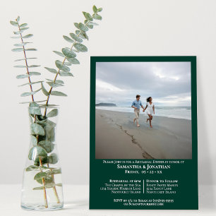 Invitation Vert émeraude Photo Dîner de répétition de mariage