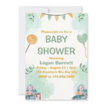 Vert et Jaune Illustration Baby shower mignon