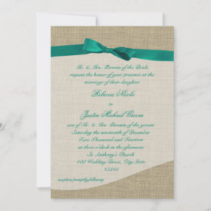 Invitation vert et Mariage Burlap
