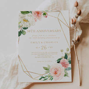Invitation Vert et or géométrique 50e anniversaire de mariage