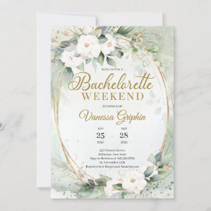 Invitation Vert eucalyptus blanc roses or Bachelorette
