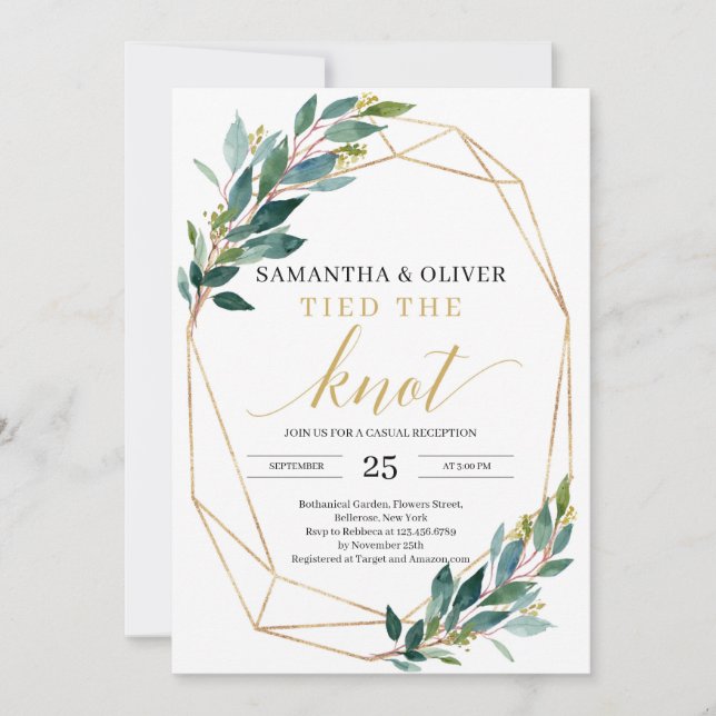 Invitation Vert eucalyptus or mariage engagement (Devant)