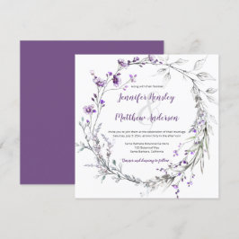 Invitation Vert Fleur sauvage violet couronne fleurie |