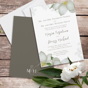 Invitation Vert floral Elégante aquarelle Magnolia Flower