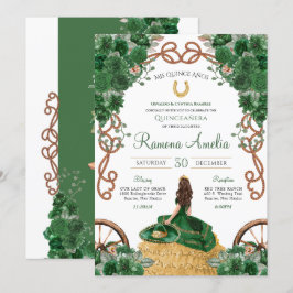 Invitation Vert Floral Pays Ouest Charro Quinceañera