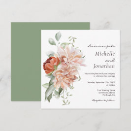 Invitation Vert floral rose doux Mariage chrétien