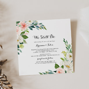 Invitation Vert Floral Simple Nous Faisons Encore Vow Renouve