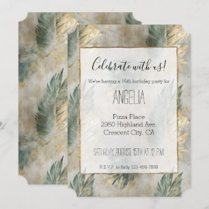 Invitation Vert Glam Chic Or Feuilles Tropicales